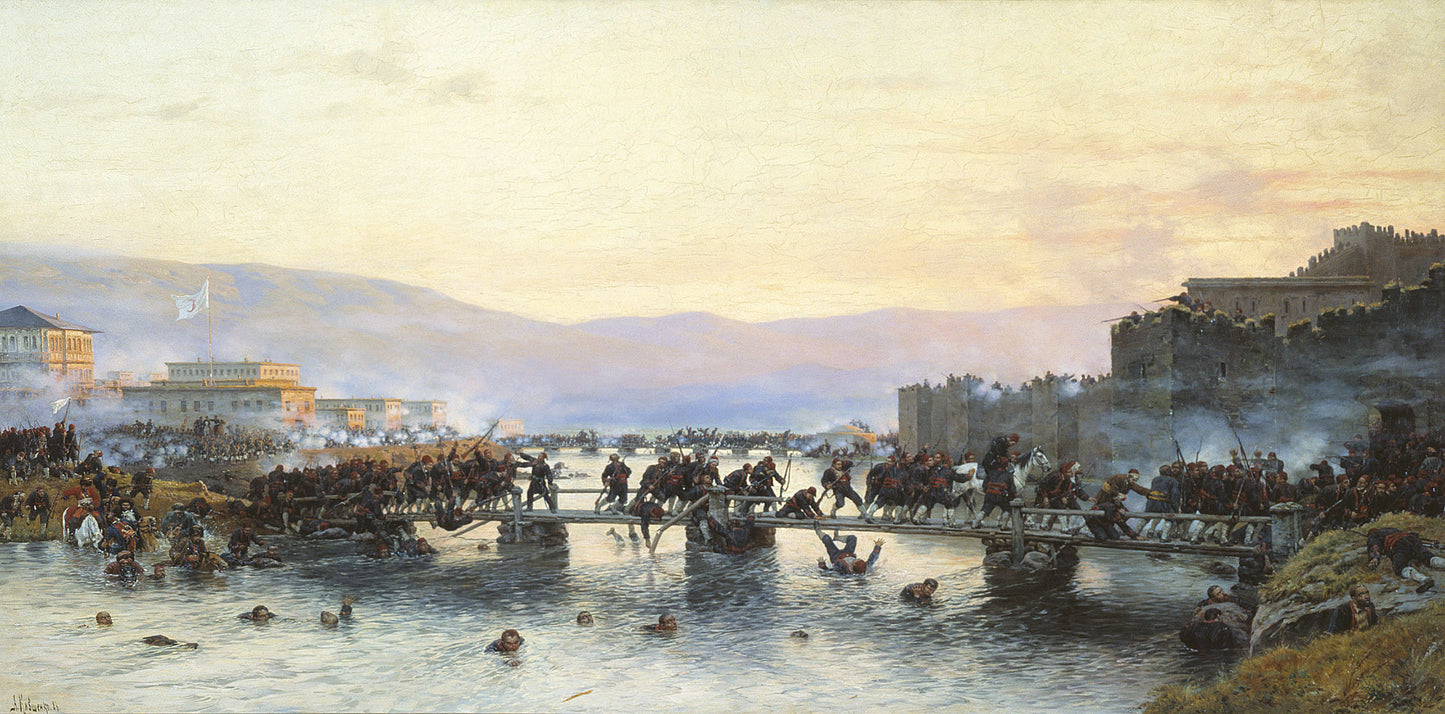 The Attack on Ardagan Fortress, vintage artwork by Aleksei Danilovich Kivshenko, 12x8" (A4) Poster
