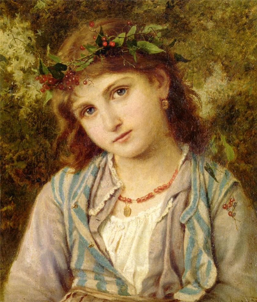 Autumn Princess, vintage artwork by Sophie Gengembre Anderson, 12x8" (A4) Poster