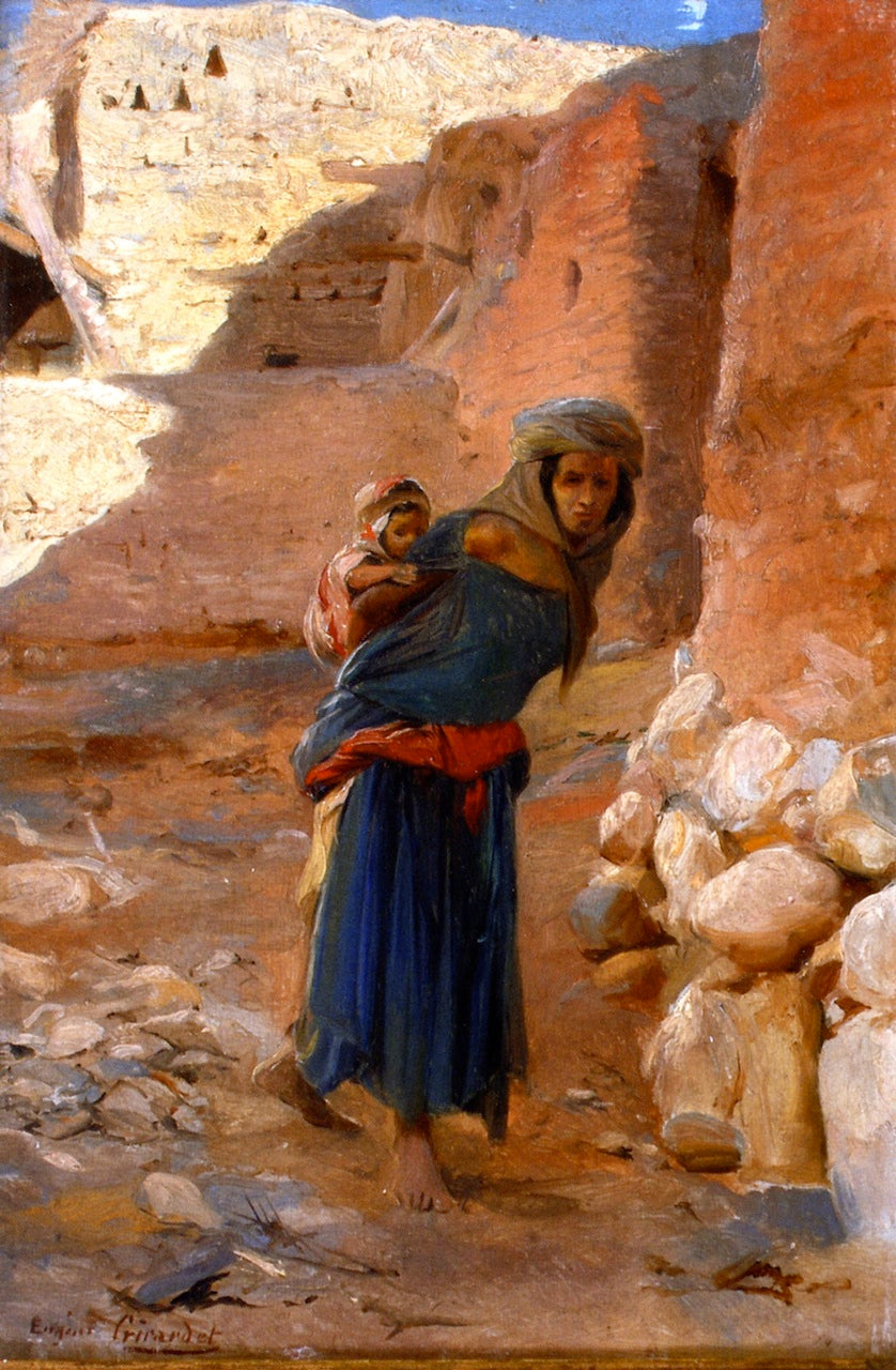 Mother and Child in El Kantara by Eugene-Alexis Girardet,A3(16x12")Poster