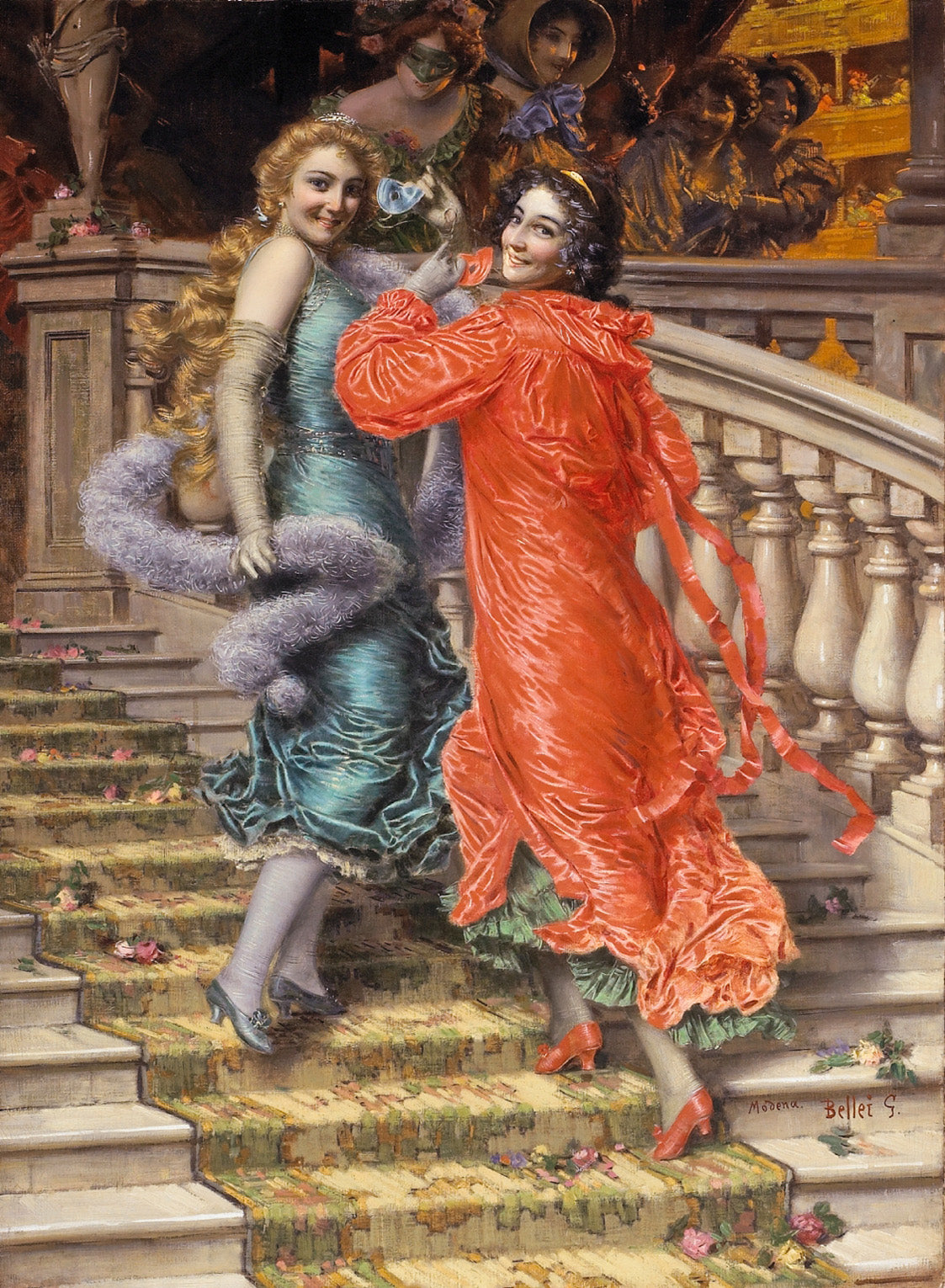 In the Theater, vintage artwork by Gaetano Bellei, 12x8" (A4) Poster