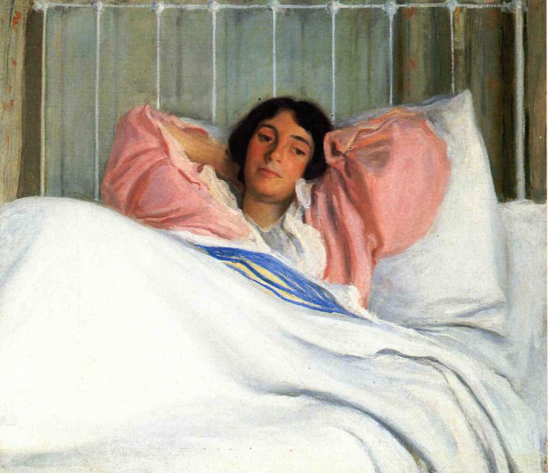 Portrait of the Artist's Wive Edity, vintage artwork by Joseph Rodefer DeCamp, 12x8" (A4) Poster
