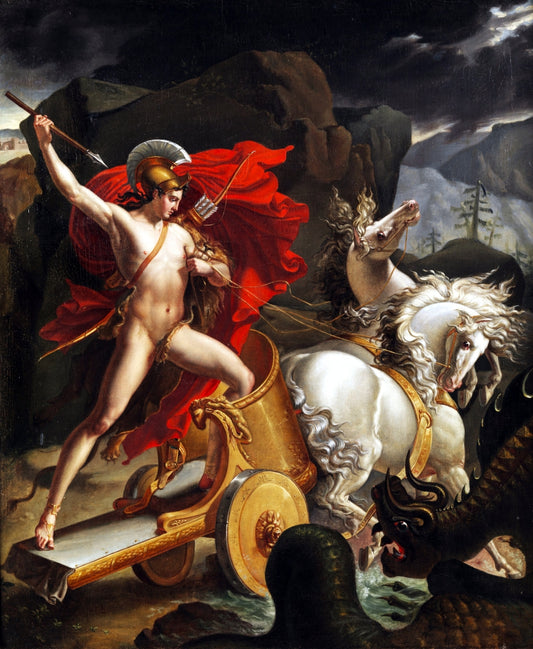 Hippolytus and the Sea Monster, vintage artwork by Jacques-Charles Bordier du Bignon, 12x8" (A4) Poster