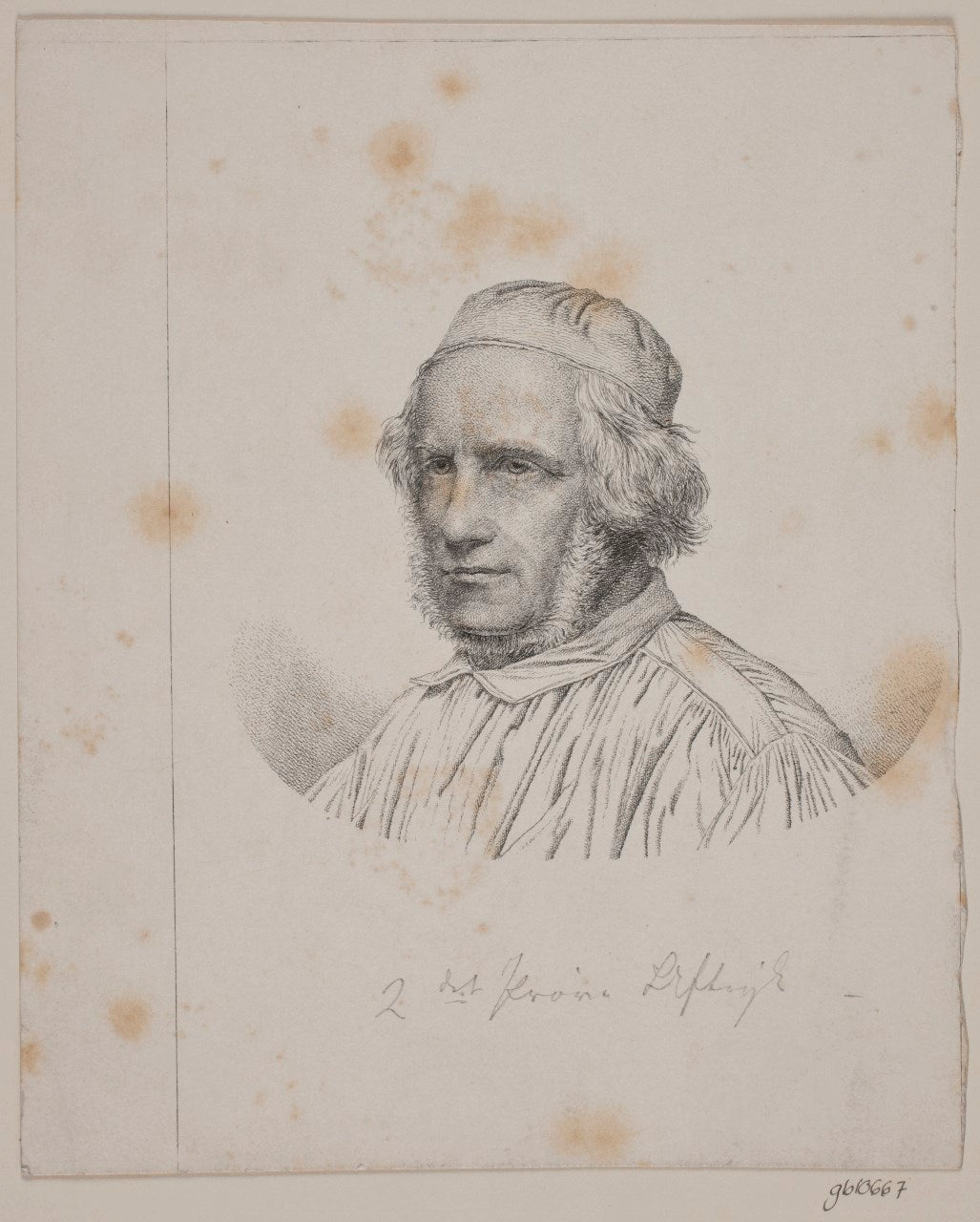 Portrait of H.V.Bissen, vintage artwork by Christen Købke, A3 (16x12") Poster Print