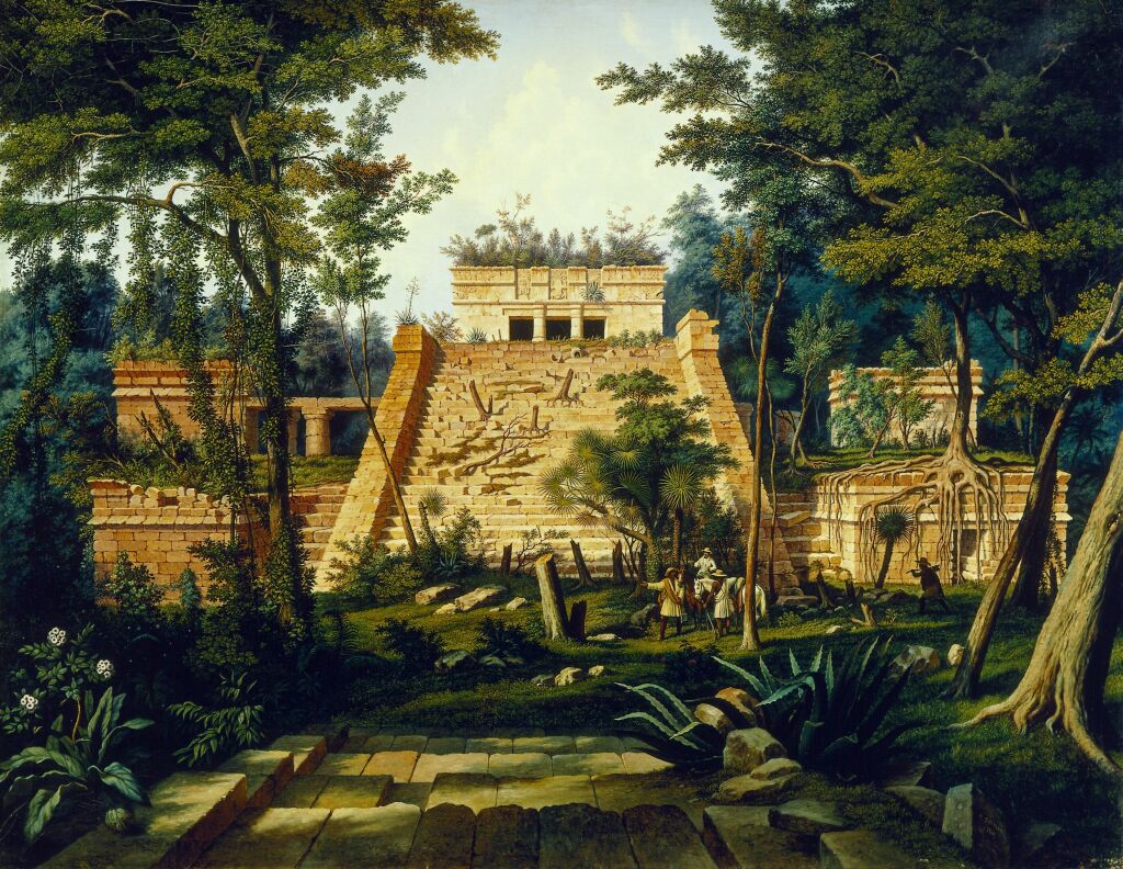 The Temple of Tulum in Yucatan, Mexico, vintage artwork by Hubert Sattler, A3 (16x12") Poster Print