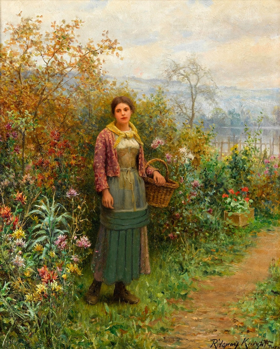 A moment's pause, vintage artwork by Daniel Ridgway Knight, 12x8" (A4) Poster