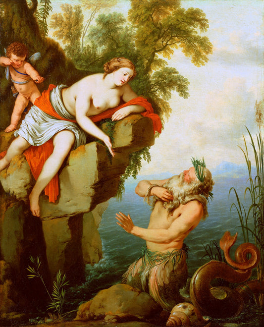 Glaucus and Scylla, vintage artwork by Laurent de La Hyre, 12x8" (A4) Poster