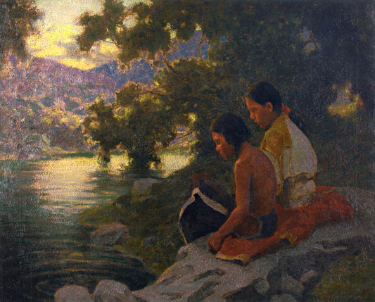 Evening Reverie, vintage artwork by Eanger Irving Couse, 12x8" (A4) Poster