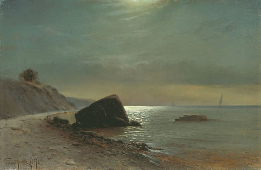 Moonlit Night, vintage artwork by Mikhail Alisov, 12x8" (A4) Poster