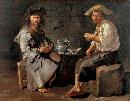 Two Beggars, vintage artwork by Giacomo Ceruti, 12x8" (A4) Poster