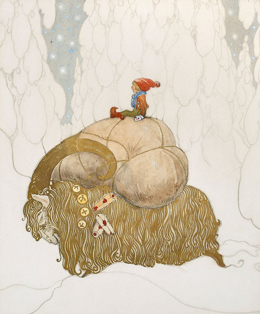 Julbock, vintage artwork by John Bauer, 12x8" (A4) Poster