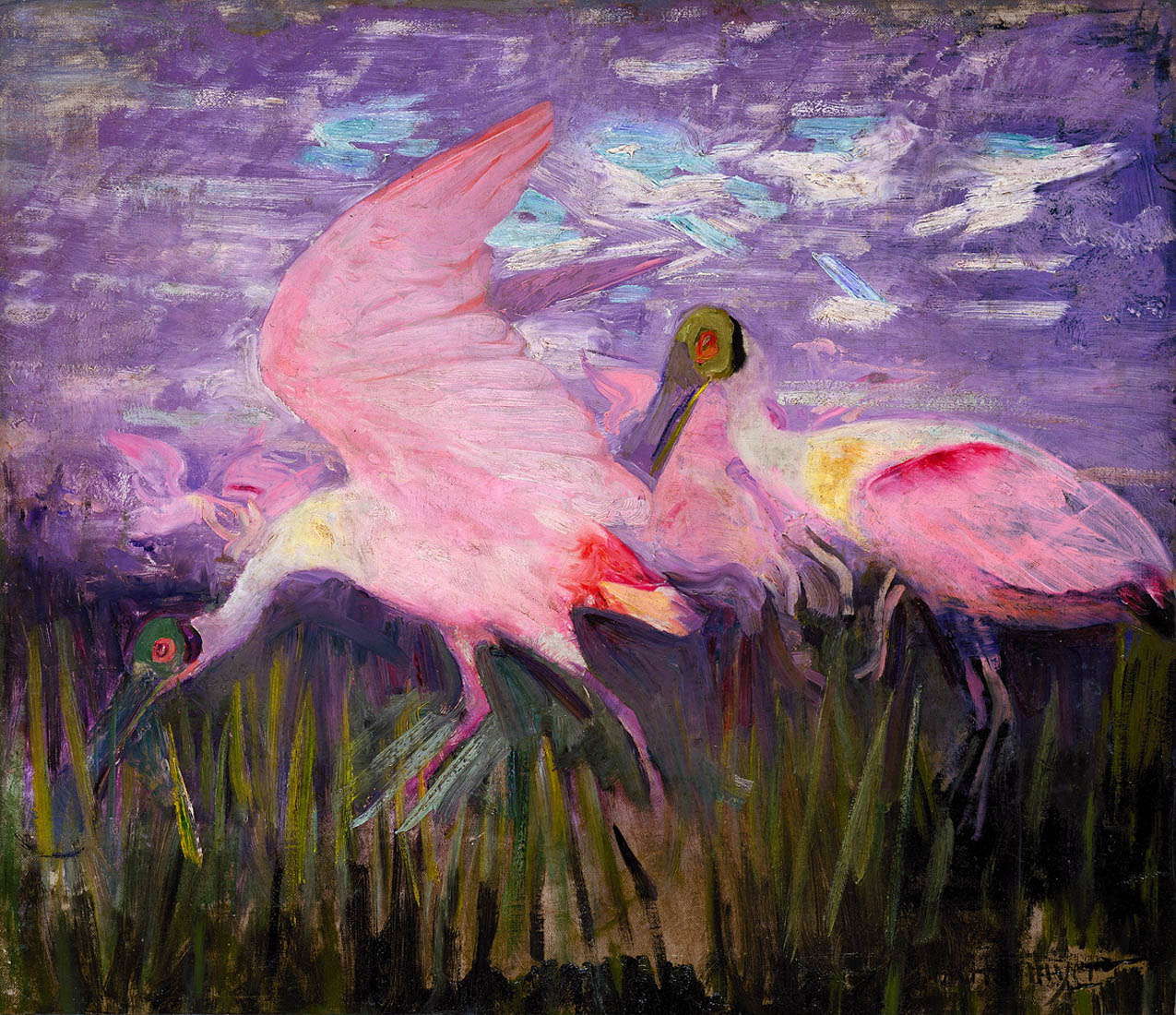 Roseate Spoonbills, vintage artwork by Abbott Handerson Thayer, 12x8" (A4) Poster