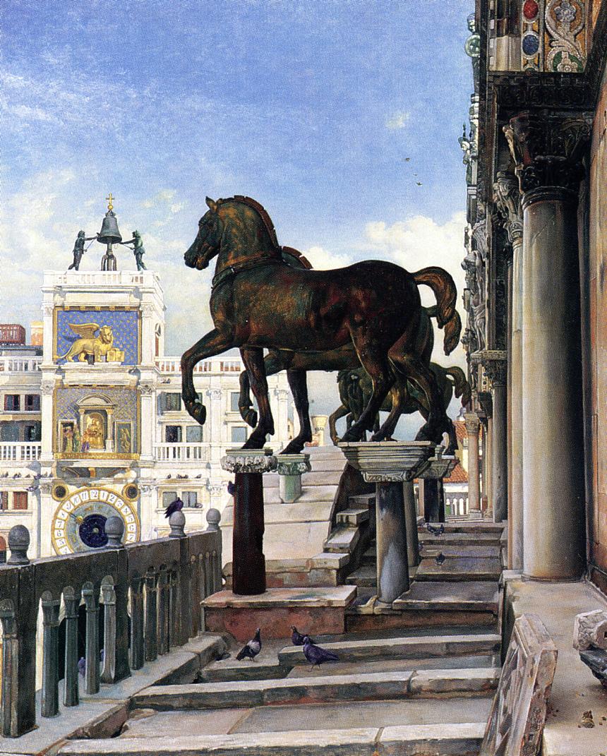 The Bronze Horses of San Marco, vintage artwork by Charles Caryl Coleman, 12x8" (A4) Poster