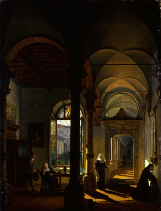 Convent Interior, vintage artwork by Giovanni Migliara, 12x8" (A4) Poster