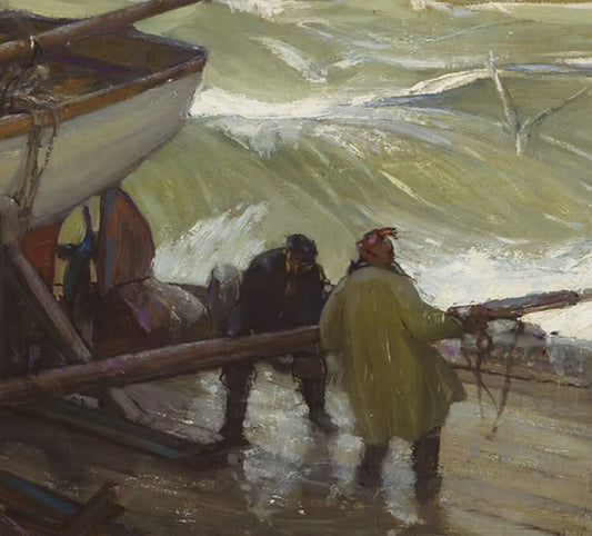 Preparing for the Storm, vintage artwork by Richard Edward Miller, 12x8" (A4) Poster