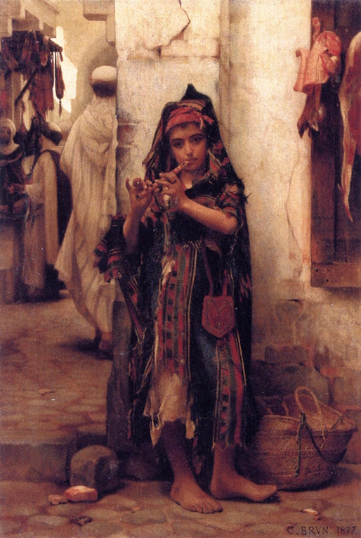 The Little Flautist, vintage artwork by Guillaume Charles Brun, 12x8" (A4) Poster