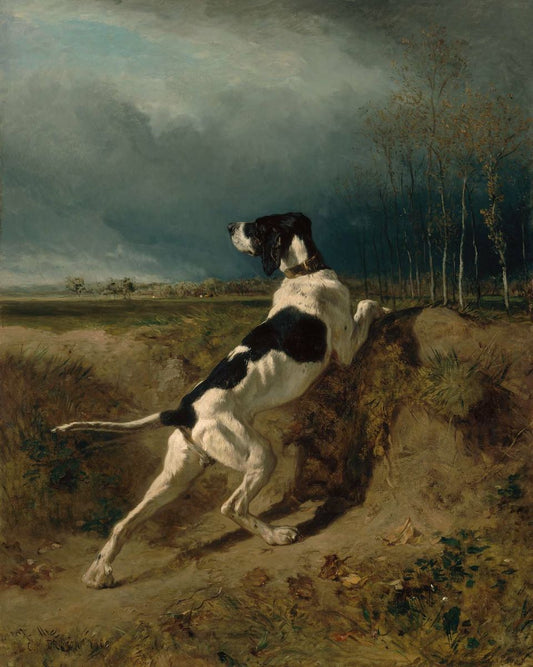 Hound Pointing, vintage artwork by Constant Troyon, A3 (16x12") Poster Print