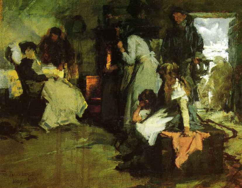 The Fisherman's Home, vintage artwork by Frank Bramley, R.A., 12x8" (A4) Poster
