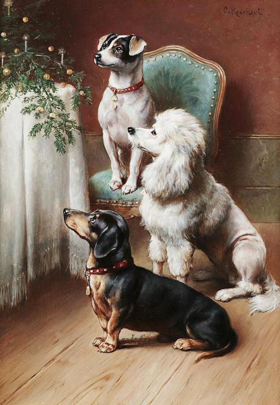 A Christmas Treat, vintage artwork by Carl Reichert, 12x8" (A4) Poster