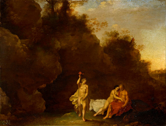 Lot and his Daughters, vintage artwork by Cornelis van Poelenburgh, 12x8" (A4) Poster