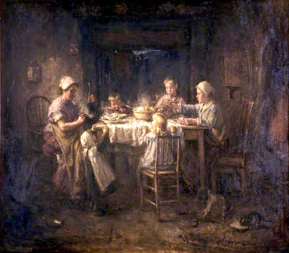 Tatties and Herrin, vintage artwork by Robert Gemmell Hutchison R.S.A. R.S.W., 12x8" (A4) Poster