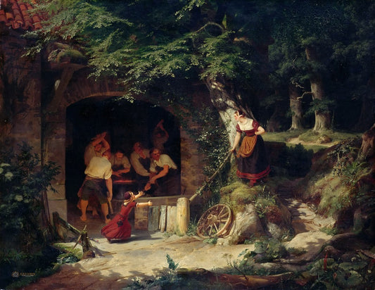 Smithy in the Forest, vintage artwork by Adolph Schroedter, A3 (16x12") Poster Print