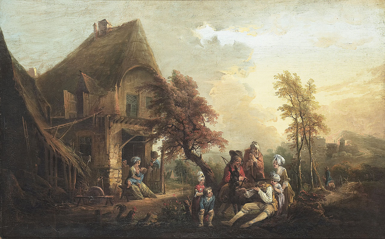 Landscape with a house and music-making company, vintage artwork by Elias Martin, 12x8" (A4) Poster