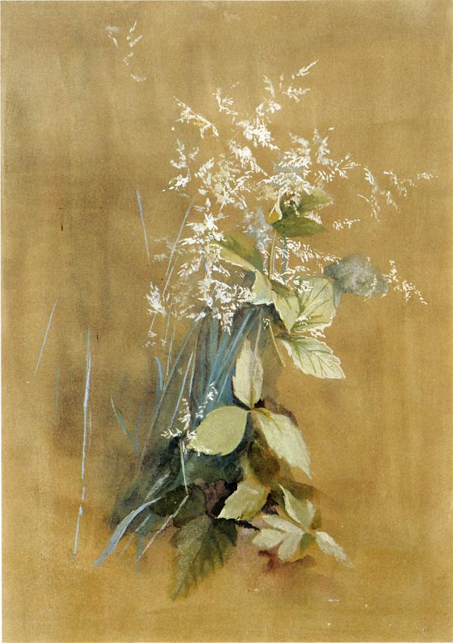 Grass and Poison Ivy, vintage artwork by Fidelia Bridges, 12x8" (A4) Poster