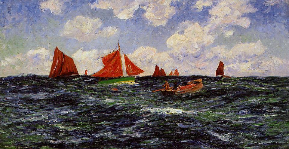Fishing Boats off the Coast by Henry Moret,A3(16x12")Poster