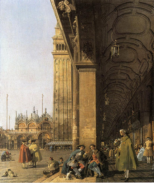 Piazza San Marco, Looking East from the Southwest Corner, vintage artwork by Canaletto, 12x8" (A4) Poster