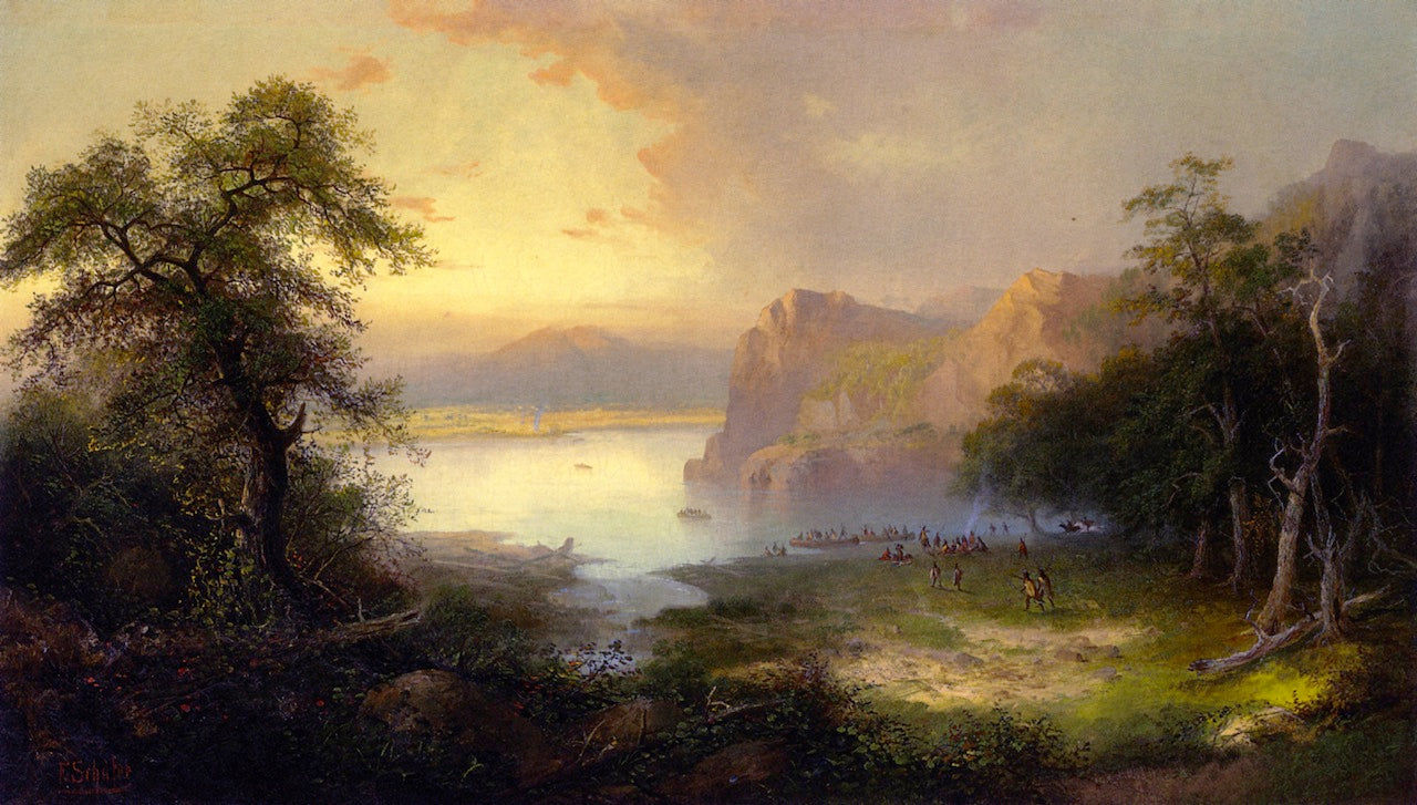 Indians on the Warpath, vintage artwork by Frederick Ferdinand Schafer, 12x8" (A4) Poster