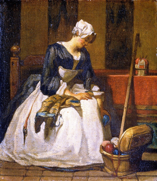 The Embroiderer (first version), vintage artwork by Jean-Baptiste-Simeon Chardin, 12x8" (A4) Poster
