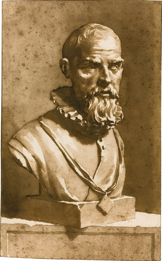 Bust of Pieter Adraensz. van der Werff, vintage artwork by Jan de Bisschop, 12x8" (A4) Poster