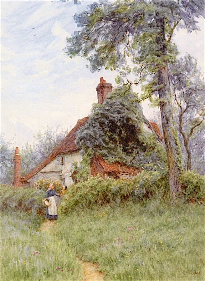 A Chat at the Garden Gate, vintage artwork by Helen Allingham, 12x8" (A4) Poster