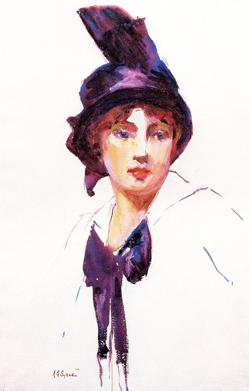 Fashionable Woman with Feathered Hat by Annie G. Sykes,A3(16x12")Poster