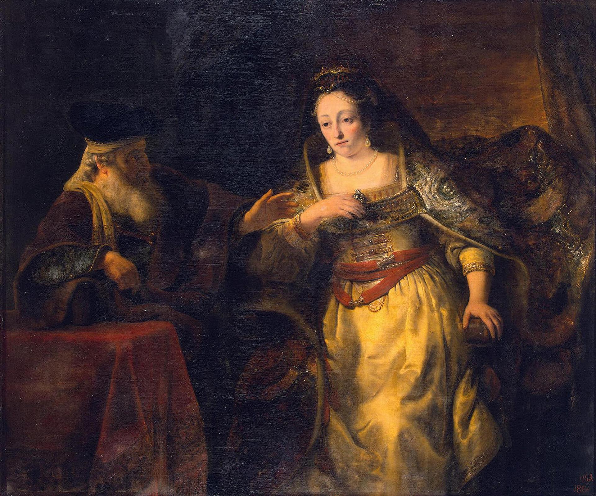 Esther and Mardochai, vintage artwork by Ferdinand Bol, 12x8" (A4) Poster