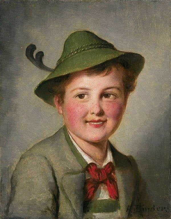 A Portrait of a Young Boy, vintage artwork by Alois Binder, 12x8" (A4) Poster