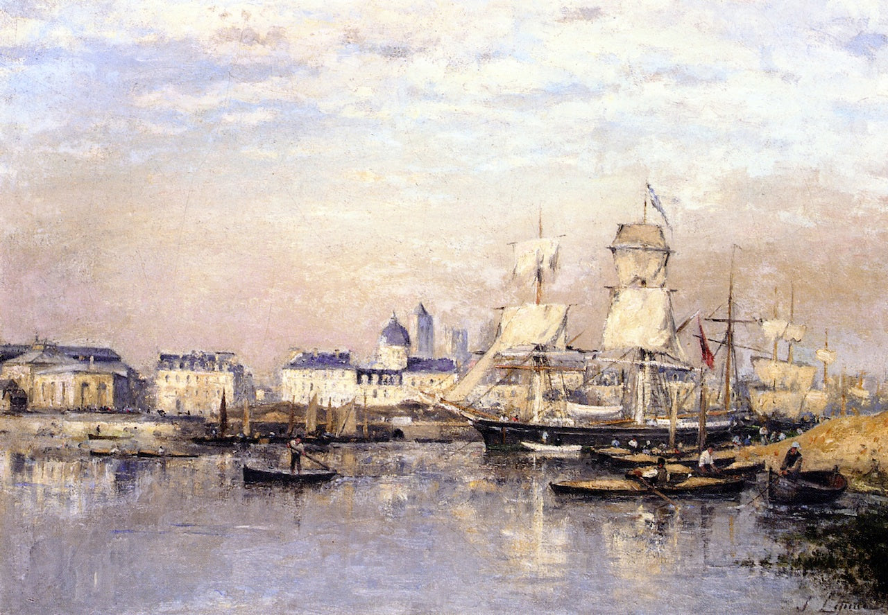 Caen, l'Orne et la Coupole Saint-Jean, depuis la rive droit en face du Grand Cours, vintage artwork by Stanislas Lepine, 12x8" (A4) Poster