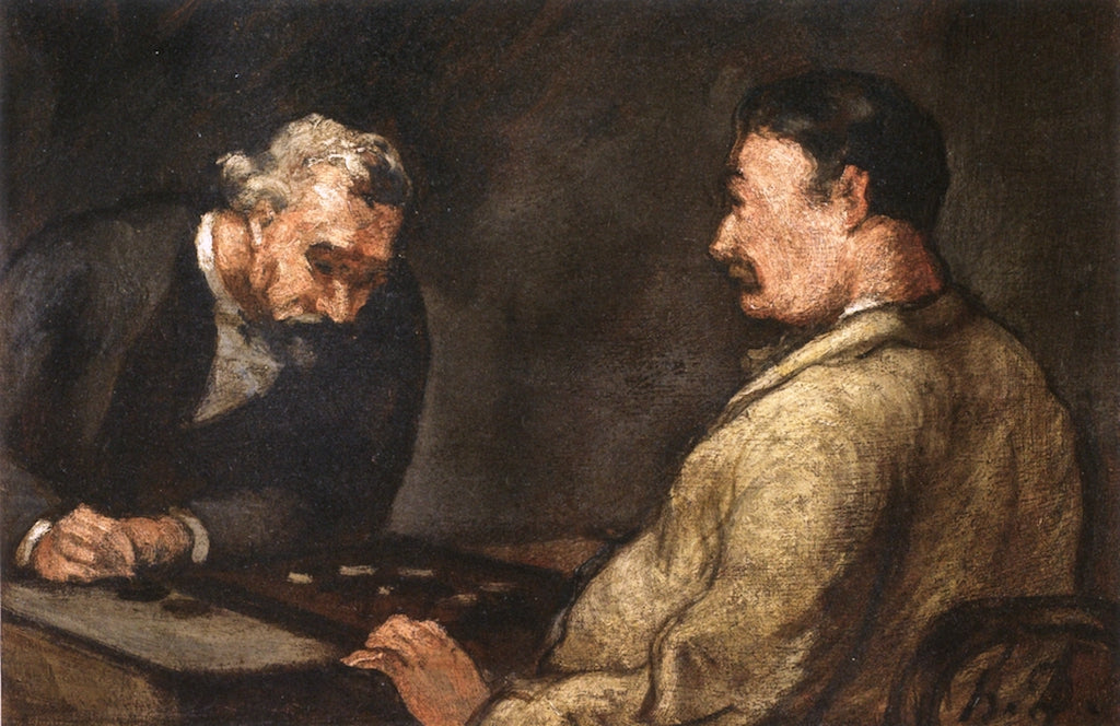 A Game of Checkers, vintage artwork by Honore Daumier, A3 (16x12") Poster Print