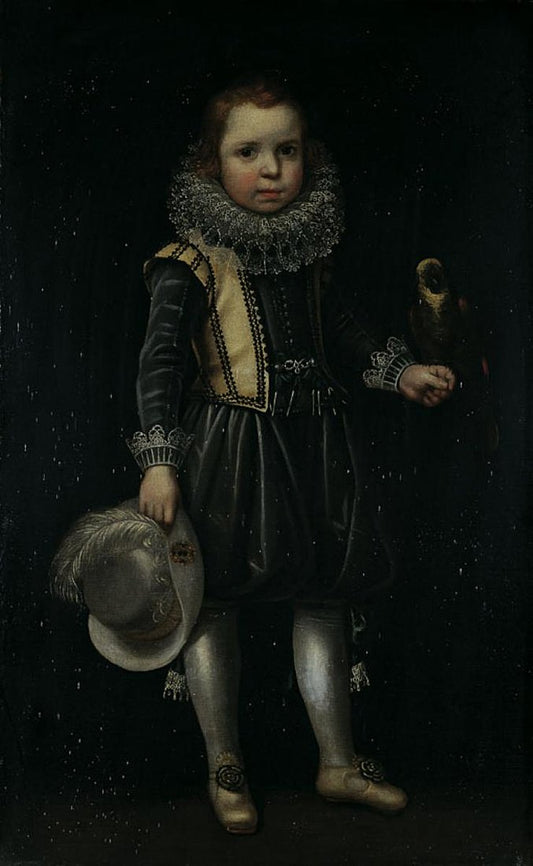 Portrait of a Boy with a Parrot, vintage artwork by Aelbert Cuyp, 12x8" (A4) Poster