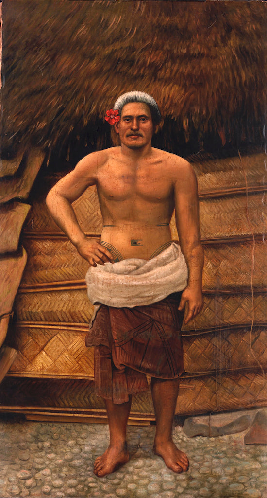 Samoan Man, vintage artwork by Antonio Zeno Shindler, 12x8" (A4) Poster