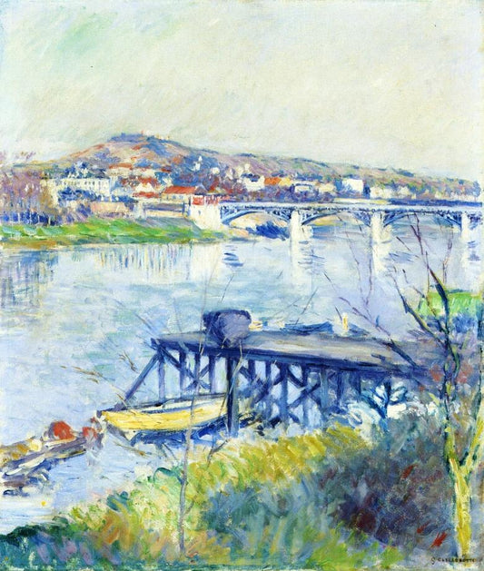 The Bridge at Argenteuil, vintage artwork by Gustave Caillebotte, 12x8" (A4) Poster