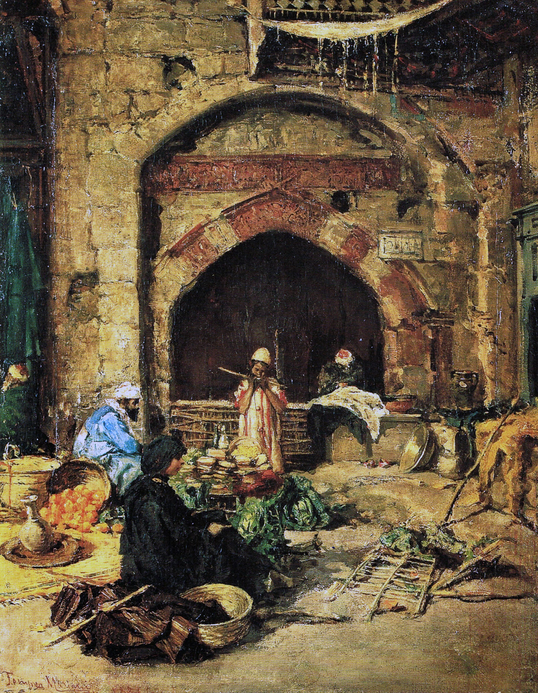 Market in Cairo by Pompeo Mariani,A3(16x12")Poster