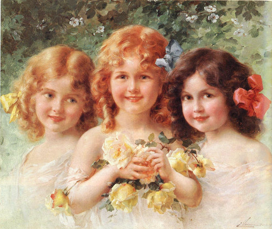 Three Sisters, vintage artwork by Emile Vernon, 12x8" (A4) Poster
