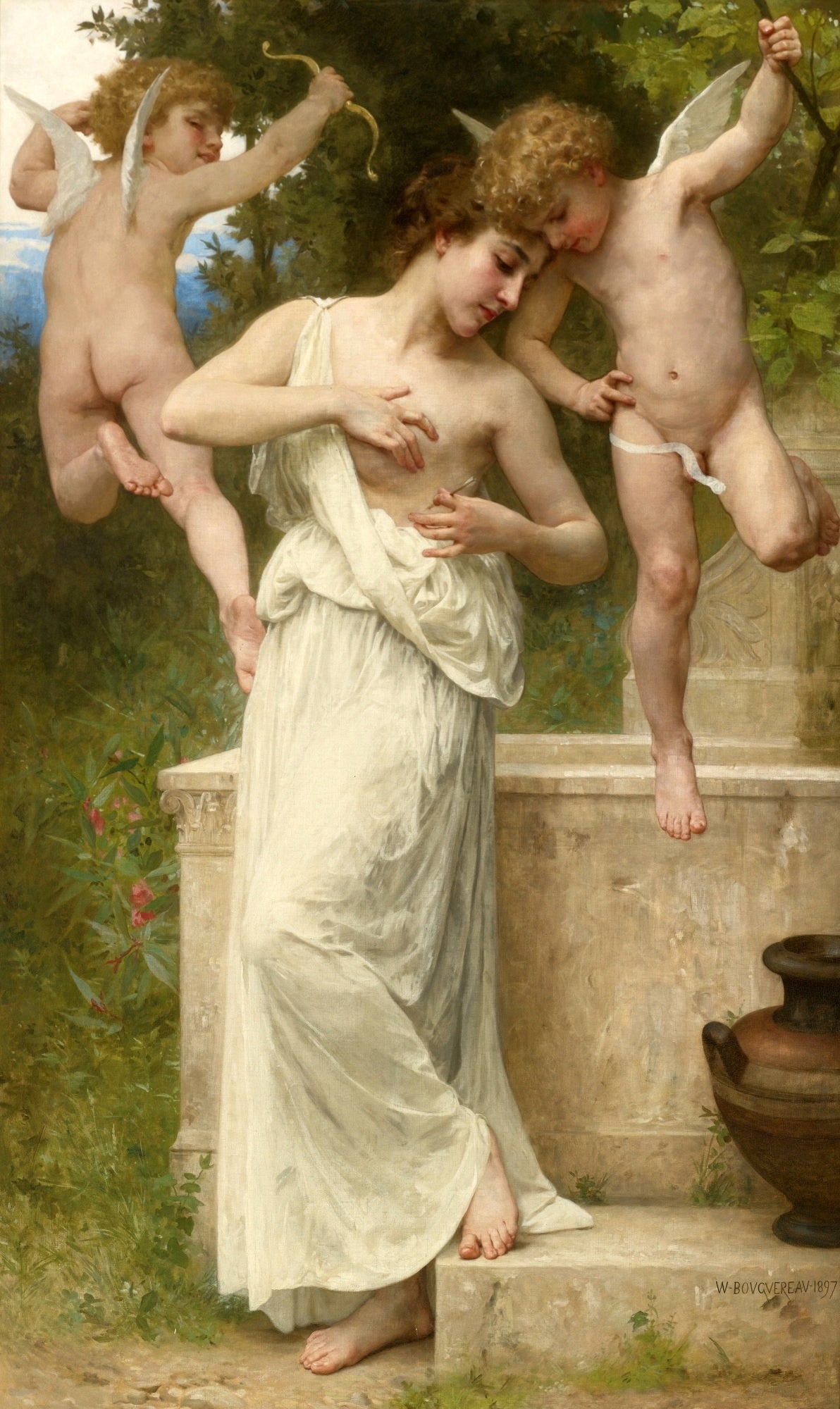 Cupids' Wounds, vintage artwork by William Bouguereau, 12x8" (A4) Poster