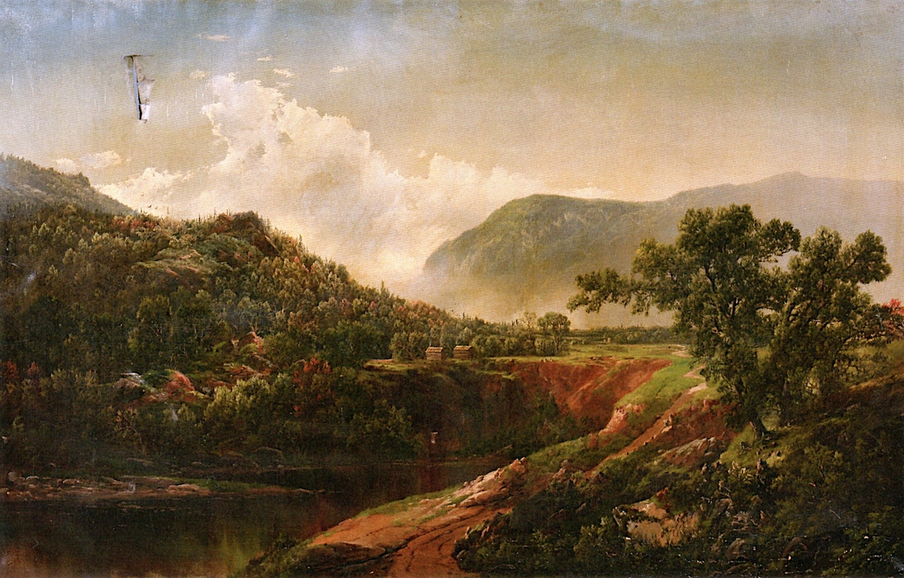 Mountain Vista with Cabins, vintage artwork by William Louis Sonntag, Sr, 12x8" (A4) Poster
