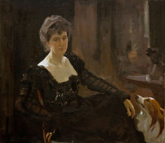 Portrait of Maria Tenisheva, vintage artwork by Valentin Serov, 12x8" (A4) Poster