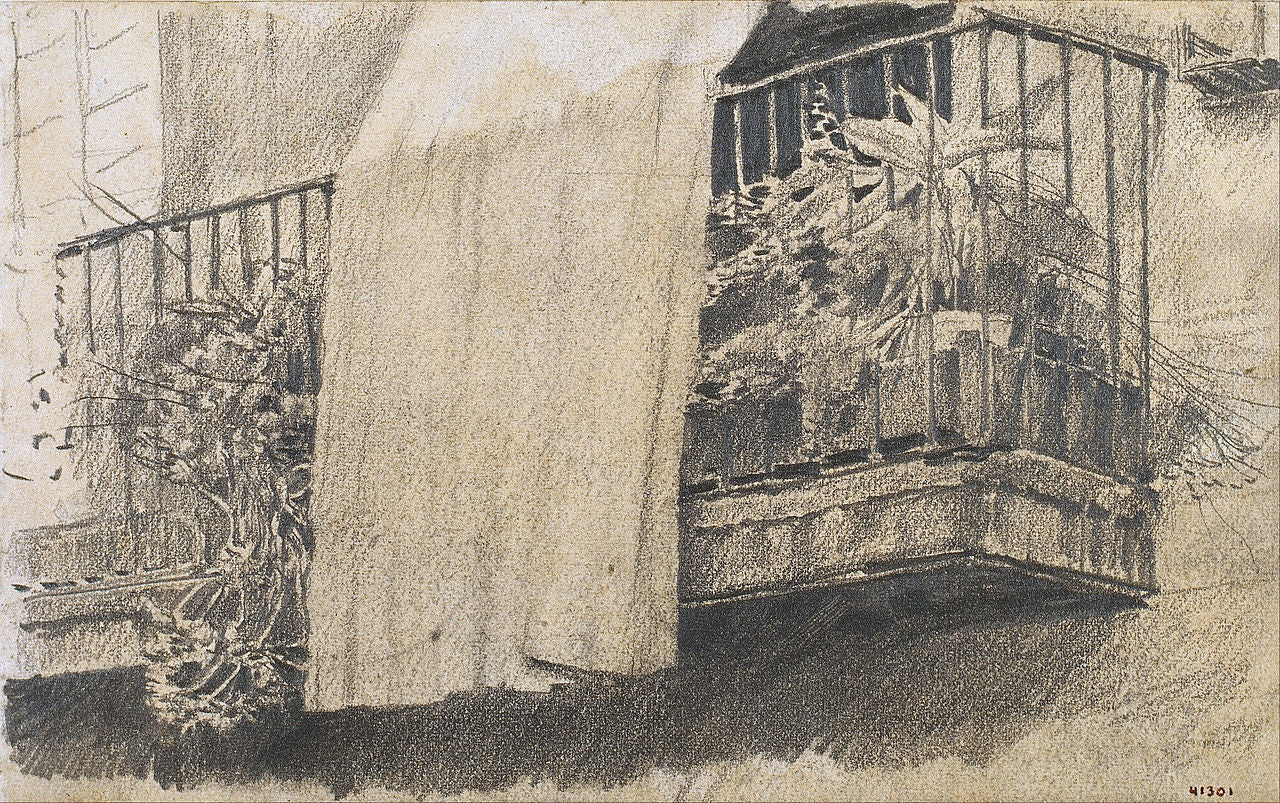 Balcony with Flowers and Curtain by Santiago Rusinol Prats,A3(16x12")Poster