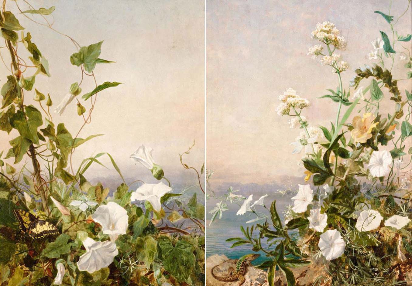 Still life of flowers, Capri, vintage artwork by Sophie Gengembre Anderson, 12x8" (A4) Poster