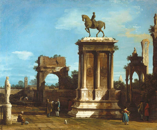The Colleoni Monument in a Caprice Setting, vintage artwork by Canaletto, 12x8" (A4) Poster