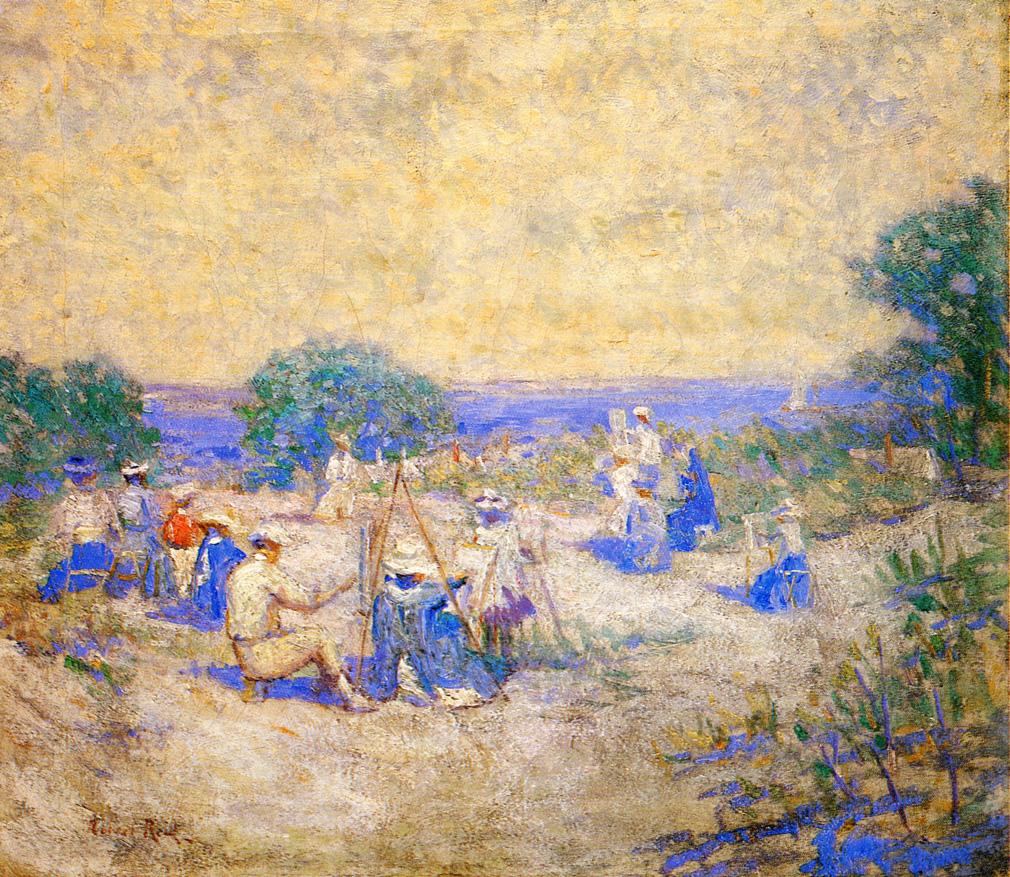 People Sketching by  the Shore, vintage artwork by Robert Lewis Reid, 12x8" (A4) Poster